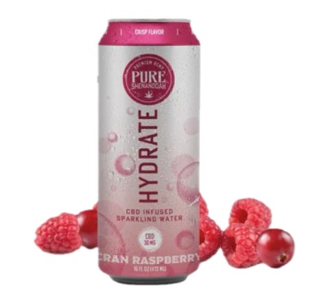 pure shenandoah cbd hydrate cran raspberry 30mg single can