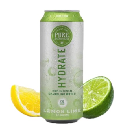 pure shenandoah cbd hydrate lemon lime 30mg single can