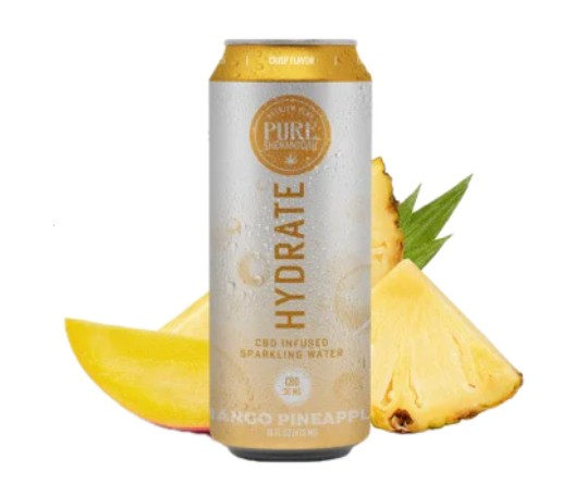 pure shenandoah cbd hydrate mango pineapple 30mg single can
