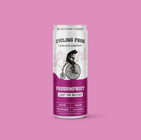 cycling frog passionfruit light thc+cbd seltzer 2mg single
