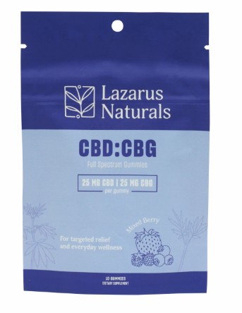 lazarus naturals mixed berry cbd+cbg gummies 10 count