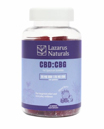 lazarus naturals mixed berry cbd+cbg gummies 10 count