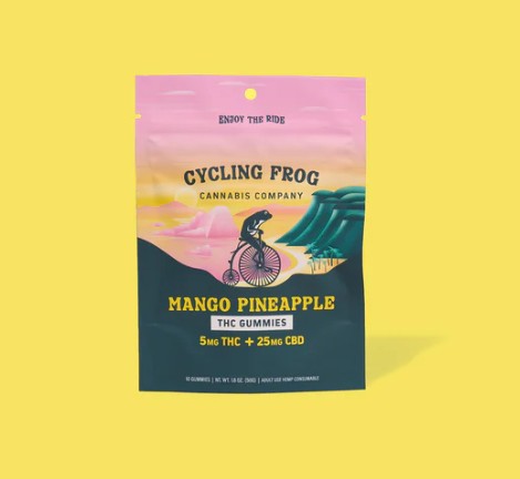 cycling frog mango pineapple thc+cbd gummies 10 count