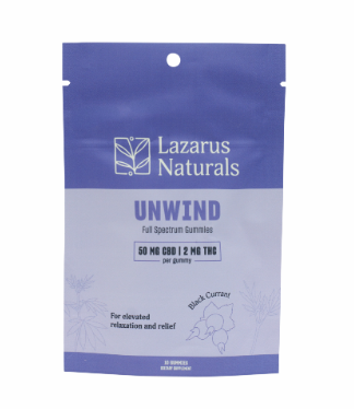 lazarus naturals cbd+thc unwind gummies black currant 10 count