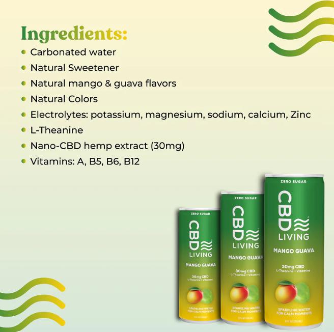 cbd living mango guava sparkling water 30mg single