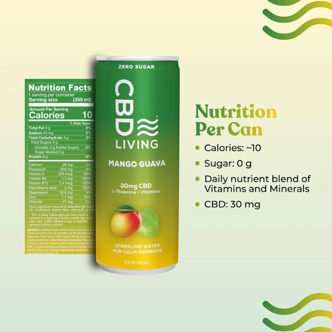 cbd living mango guava sparkling water 30mg single