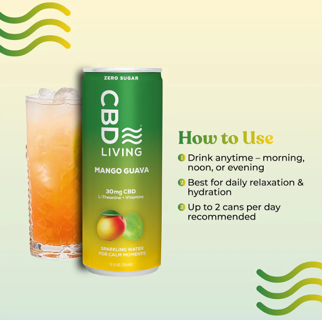cbd living mango guava sparkling water 30mg single