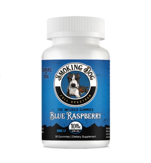 Smoking Dog Blue Raspberry THC+CBD Gummies 10mg