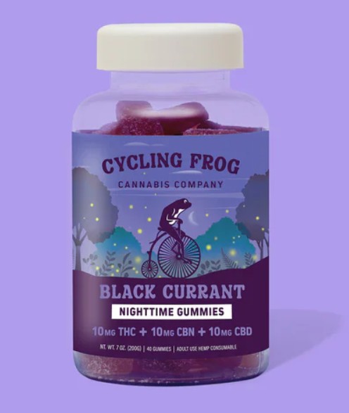 cycling frog black currant nighttime gummies thc 10mg 10 count