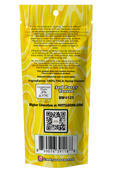 not ya son's weed cake bomb thca blunts 1.5g 2 pack