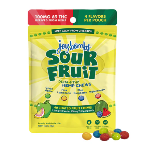 joy bombs sour fruit chews thc 100mg
