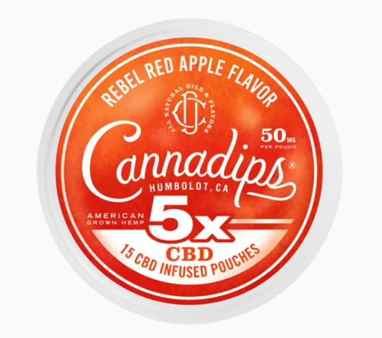cannadips rebel red cbd 5x infused pouches 750mg