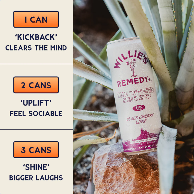 willie's remedy black cherry lime infused seltzer thc 5mg