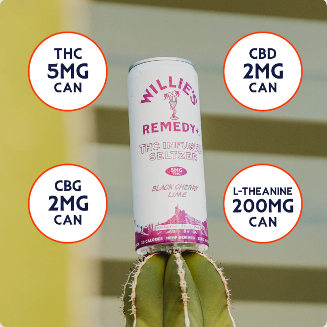 willie's remedy black cherry lime infused seltzer thc 5mg