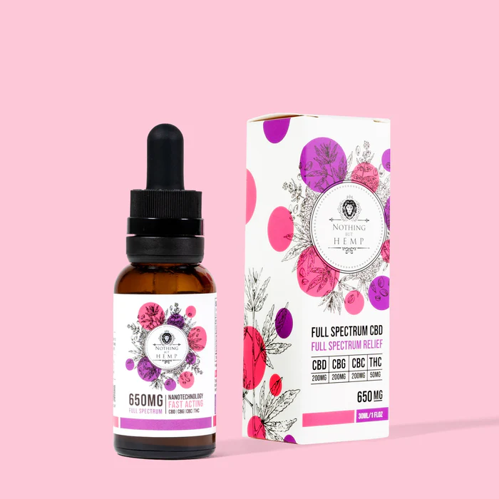 nothing but hemp full spectrum cbd+cbg+cbc+thc relief 650mg beverage enhancer